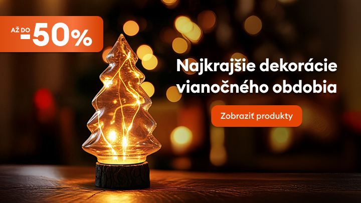 Zľavy až do 50 % na najkrajšie dekorácie vianočného obdobia. V ponuke nájdete široký výber vianočných ozdôb a svetielok, ktoré vytvoria jedinečnú atmosféru vo vašej domácnosti. Kliknite na tlačidlo „Zobraziť produkty“ a vyberte si to pravé pre seba.