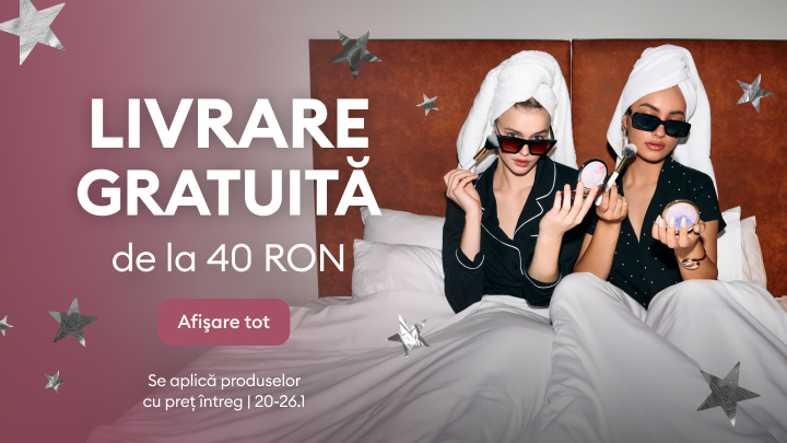 Livrare gratuită pentru comenzile de la 40 RON. Promoția este valabilă pentru produsele la preț întreg între 20-26 ianuarie. Descoperă mai multe detalii accesând butonul „Afișare tot”. Promoția te așteaptă să o folosești!