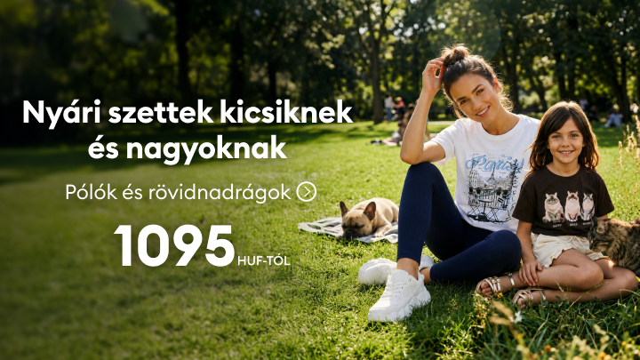 Nyári ruhaszettek gyerekeknek és felnőtteknek, pólók és rövidnadrágok bemutatása kedvező áron, már 1095 HUF-tól.