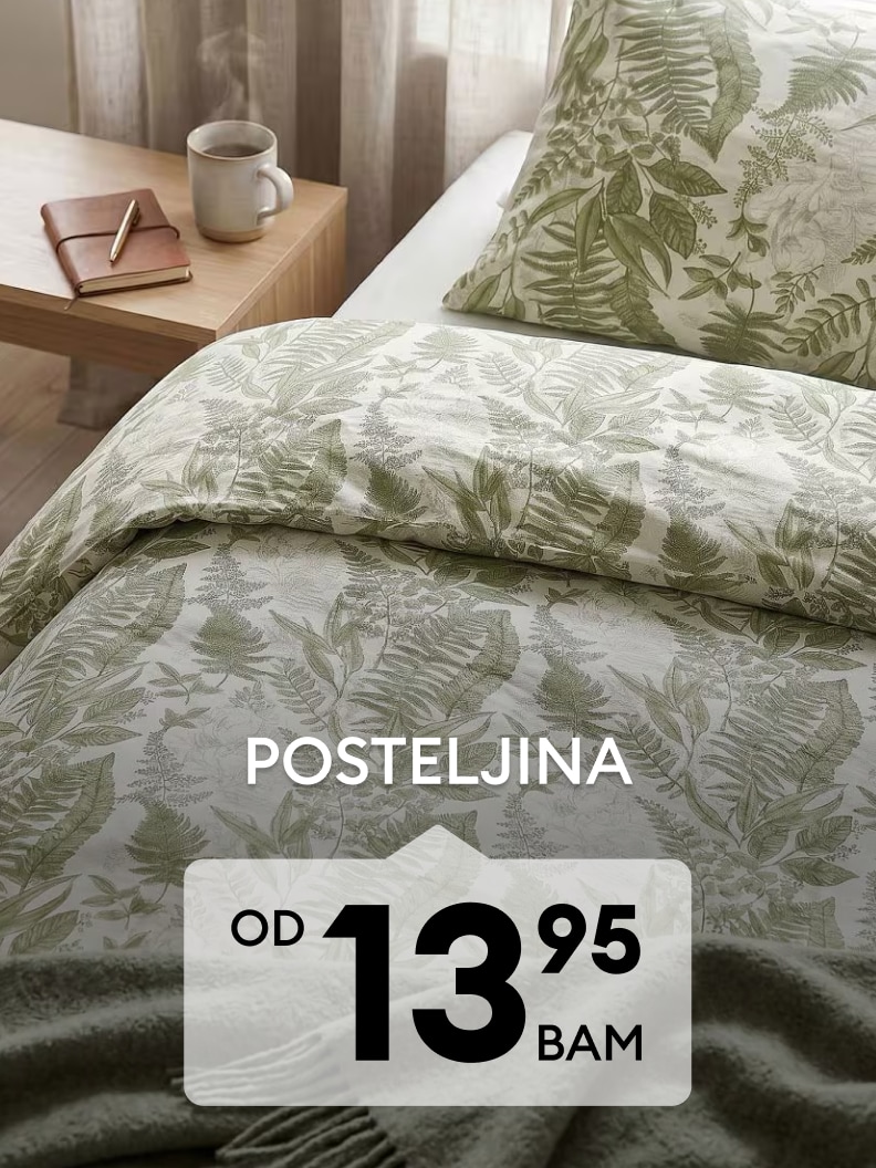 Posteljina s biljnim uzorkom za udoban i prirodan izgled spavaće sobe po promotivnoj cijeni od 13,95 BAM