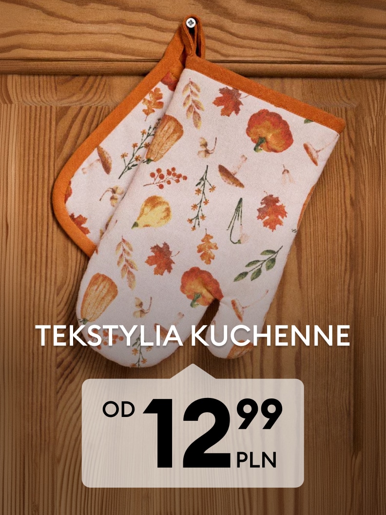 Rękawica i łapka kuchenna z jesiennym wzorem, promocja na tekstylia kuchenne od 12,99 PLN