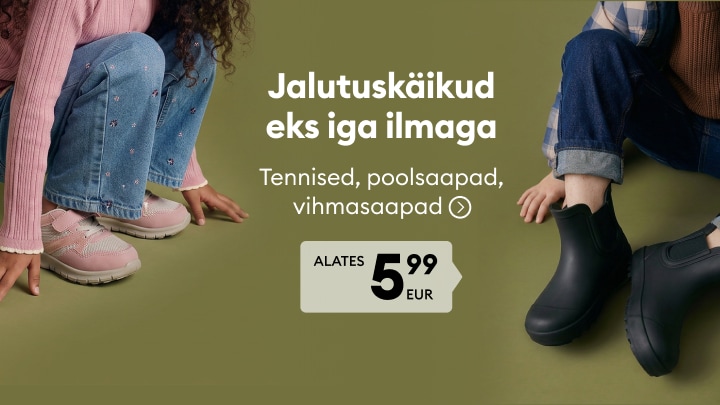 Laste jalatsite kampaania igaks ilmaks sobivate tenniste, poolsaaabaste ja vihmasaabastega alates 5,99 eurost