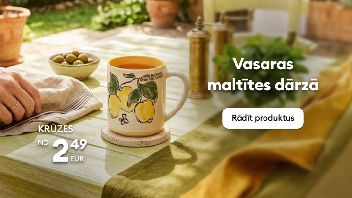 Iedvesma vasaras maltītēm dārzā, akcentējot krūzes kā praktisku un estētisku risinājumu āra brokastīm un galda noformējumam.