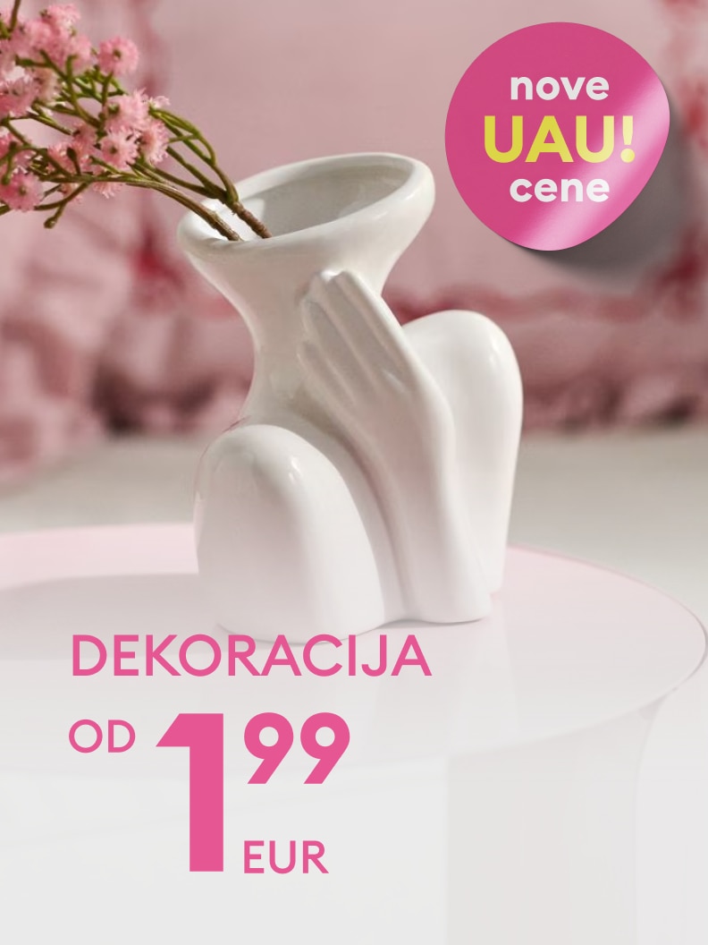 Promocijska ponudba dekorativnega izdelka za dom z ugodno začetno ceno, namenjena spodbujanju nakupa nove dekoracije.