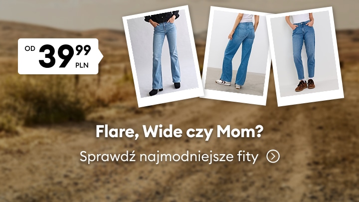 Promocja na jeansy damskie o krojach flare, wide i mom od 39,99 PLN, prezentacja najmodniejszych fasonów