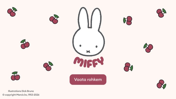 Miffy teemaline illustratsioon kirssidega, suunab vaatama seotud tooteid või kollektsiooni