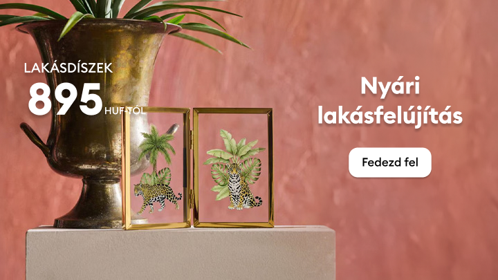 Nyári lakásfelújításhoz ajánlott lakásdíszek bemutatása, kedvező ártól elérhető termékekkel és inspirációval az otthon megújításához.