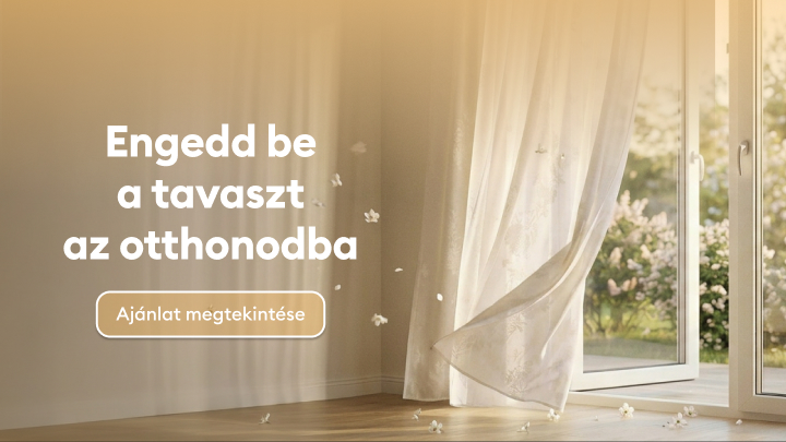 Otthon friss, tavaszi hangulatát közvetíti, inspirálva a megújulásra és a lakás felfrissítésére, valamint az aktuális ajánlat megtekintésére.
