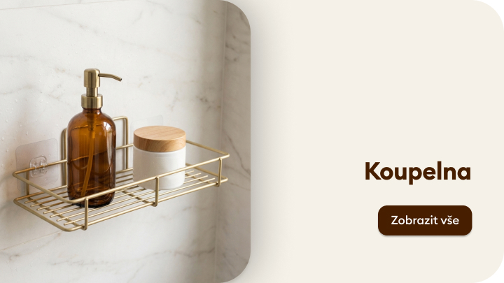 Prezentace koupelnové police určené k přehlednému uložení mýdla a dalších hygienických potřeb.