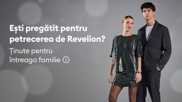 Ești pregătit pentru petrecerea de Revelion? Descoperă ținute elegante și moderne pentru întreaga familie, perfecte pentru sărbătorile de iarnă. Vezi colecția completă și pregătește-te să strălucești în noaptea de Anul Nou! banner