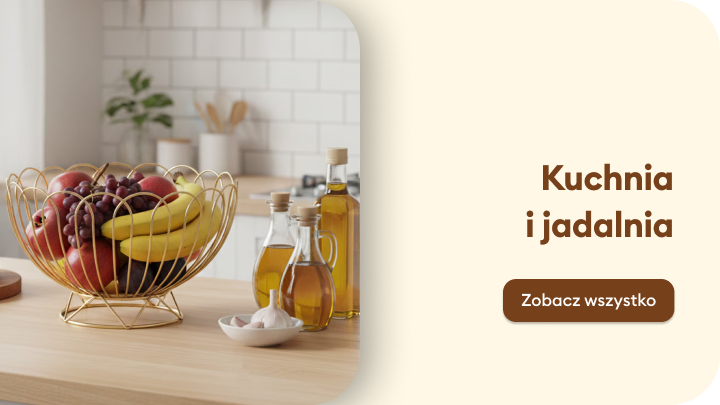 Link do kategorii produktów do kuchni i jadalni, zachęcający do zapoznania się z ofertą zastawy i akcesoriów stołowych.