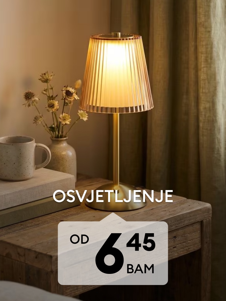 Ponuda dekorativne rasvjete za dom, uključujući stolnu lampu za ugodnu atmosferu, po cijeni od 6,45 BAM