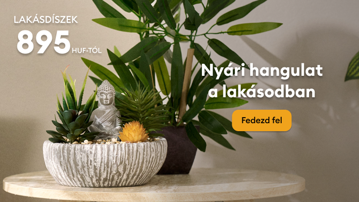 Nyári hangulatot sugárzó lakásdíszek bemutatása, inspiráció és vásárlásra ösztönzés megfizethető dekorációkkal az otthon frissítéséhez.