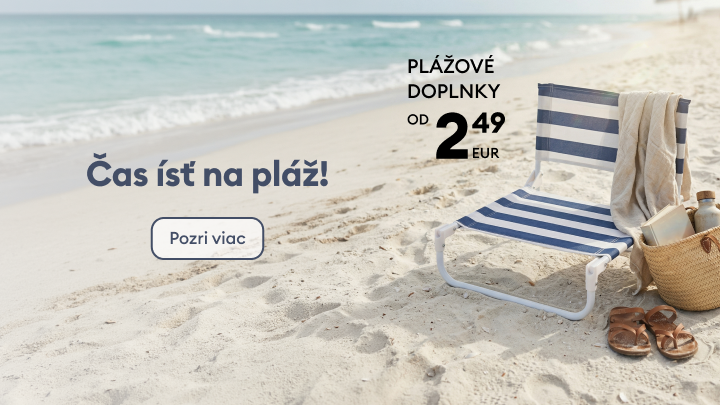 Propagačný banner vyzýva pripraviť sa na letný výlet a pozrieť si ponuku cestovných doplnkov na balenie a organizáciu.