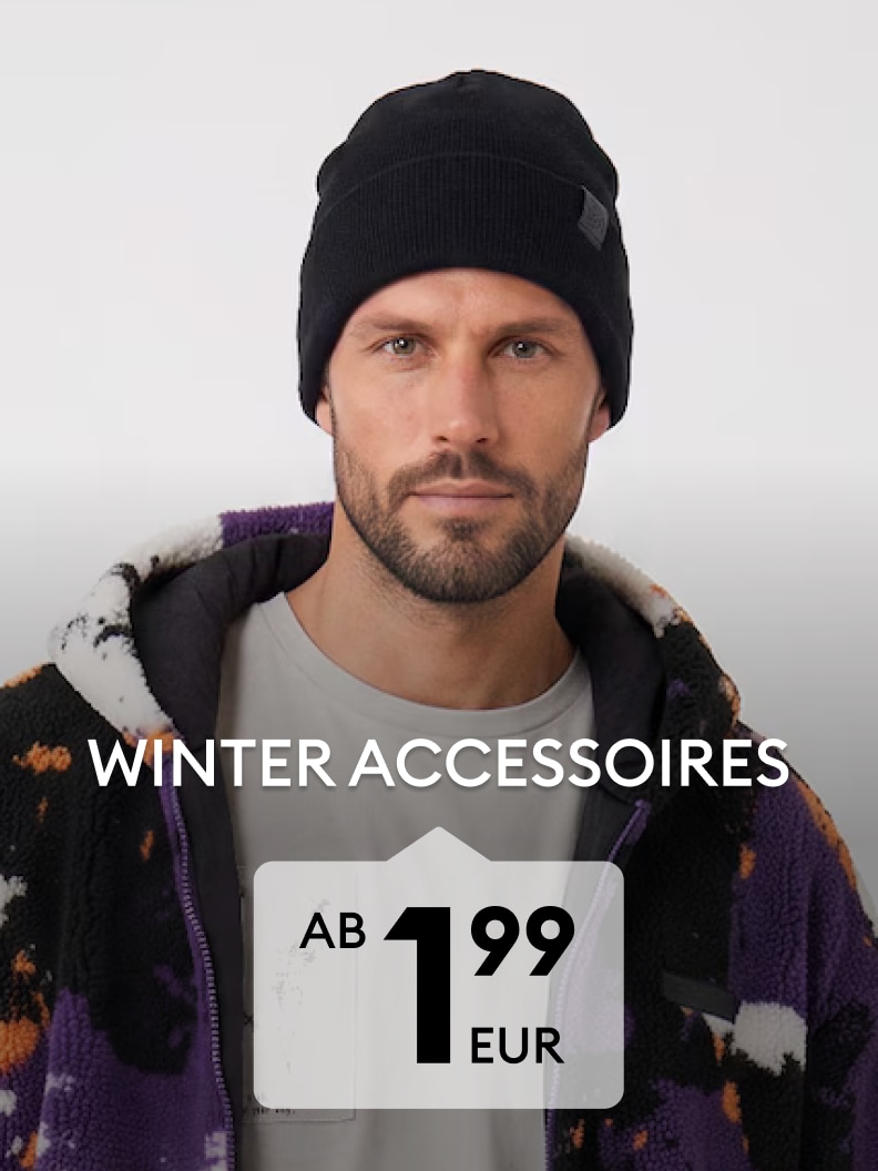 Herren-Winteraccessoires wie Strickmütze und warme Jacke zu günstigem Einstiegspreis für kalte Tage