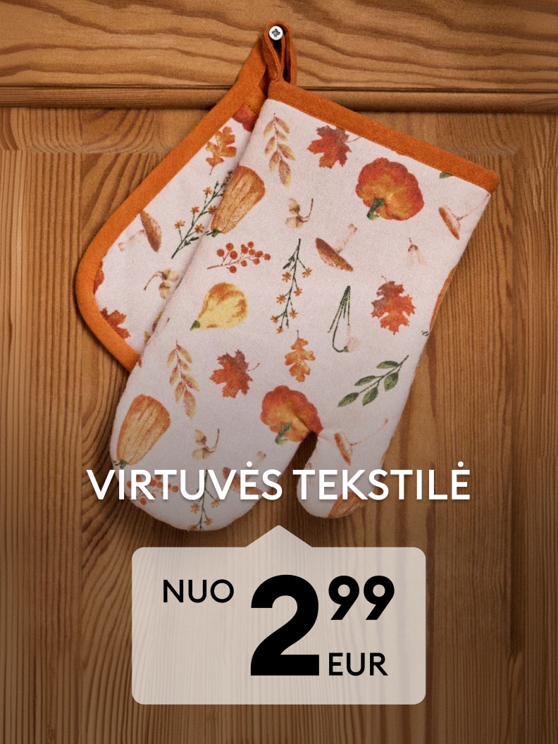 Virtuvės tekstilės pasiūlymas – orkaitės pirštinė ir puodkėlė nuo 2,99 EUR