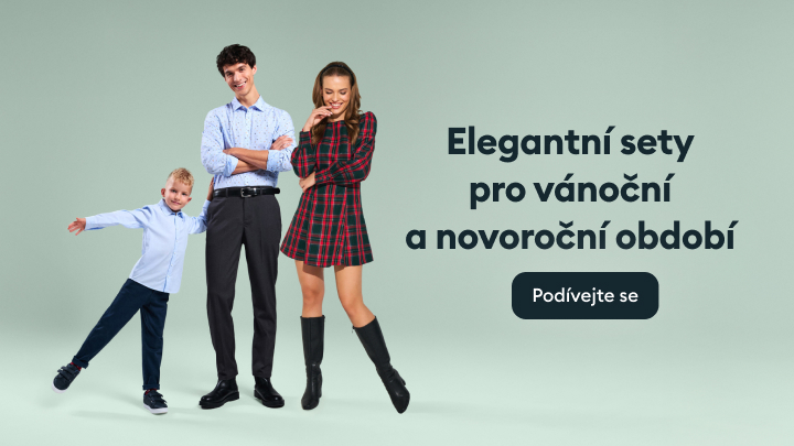 Elegantní vánoční a novoroční oblečení pro celou rodinu. K dispozici jsou společenské outfity pro dospělé i děti. Prozkoumejte nejnovější kolekci a najděte ideální styl pro sváteční příležitosti.