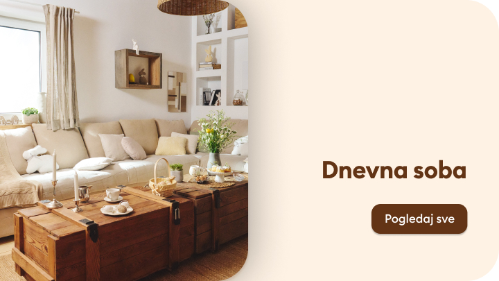 Promocija kolekcije za dnevnu sobu, s naglaskom na inspiraciju i pregled dostupnog namještaja i dekoracije.