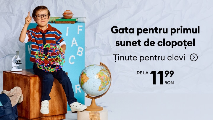Promoție pentru ținute școlare de elevi, pregătite pentru începutul anului școlar, disponibile de la 119,99 RON