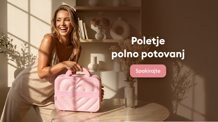 Promocijski vizual spodbuja poletna potovanja in pakiranje prtljage ter vabi k pripravi na dopust.