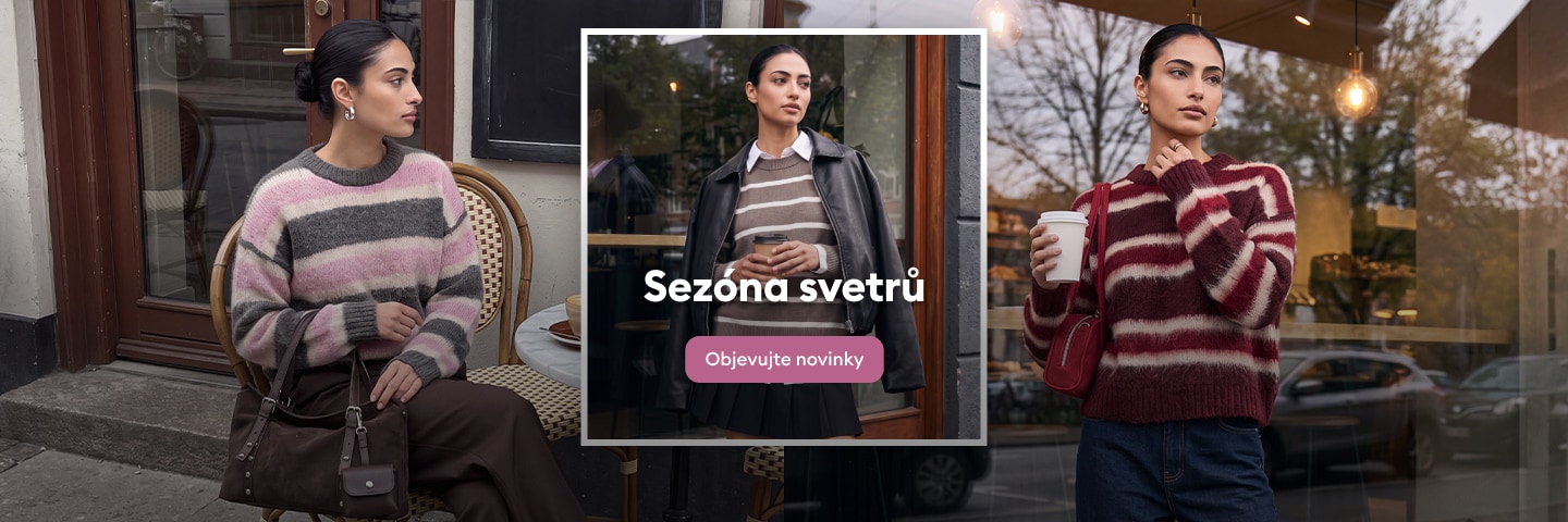 Dámské pruhované svetry pro podzimní a zimní outfit v městském stylu, kolekce sezónních novinek Reserved