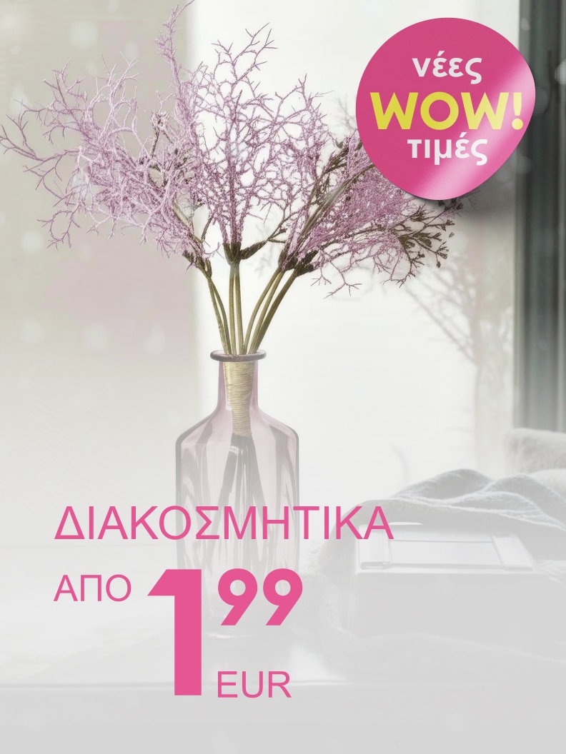 Διακοσμητικά προϊόντα διαθέσιμα από 1,99 ευρώ. Προσφορά στις νέες WOW τιμές. Δώστε ξεχωριστή πινελιά στον χώρο σας με οικονομικές επιλογές στολίσματος. Δείτε περισσότερα και επιλέξτε κατάλληλα για το σπίτι ή το γραφείο σας.