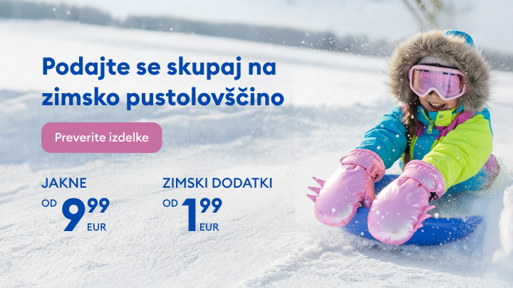 Pripravite se na zimsko pustolovščino z ugodnimi cenami oblačil in dodatkov. Jakne že od 9.99 EUR in zimski dodatki od 1.99 EUR. Odkrijte več ponudbe in preverite izdelke za zabavne zimske dni. banner
