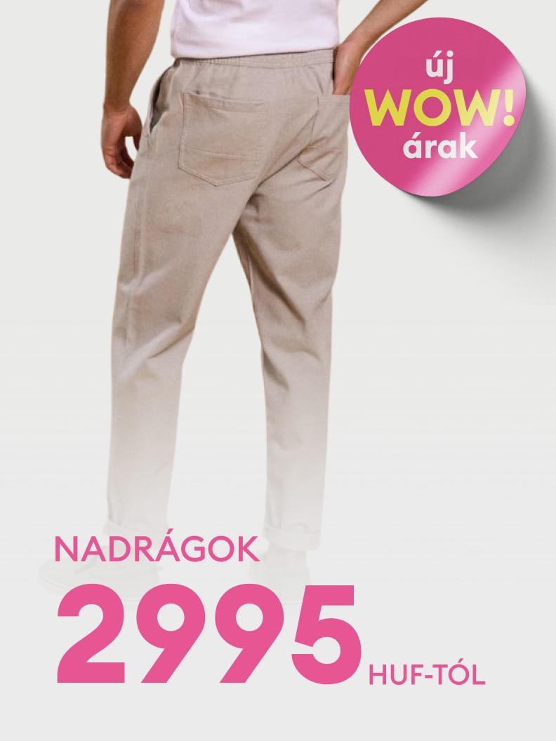 Férfi nadrágok akciója új, kedvezményes árakkal, már 2995 forinttól.