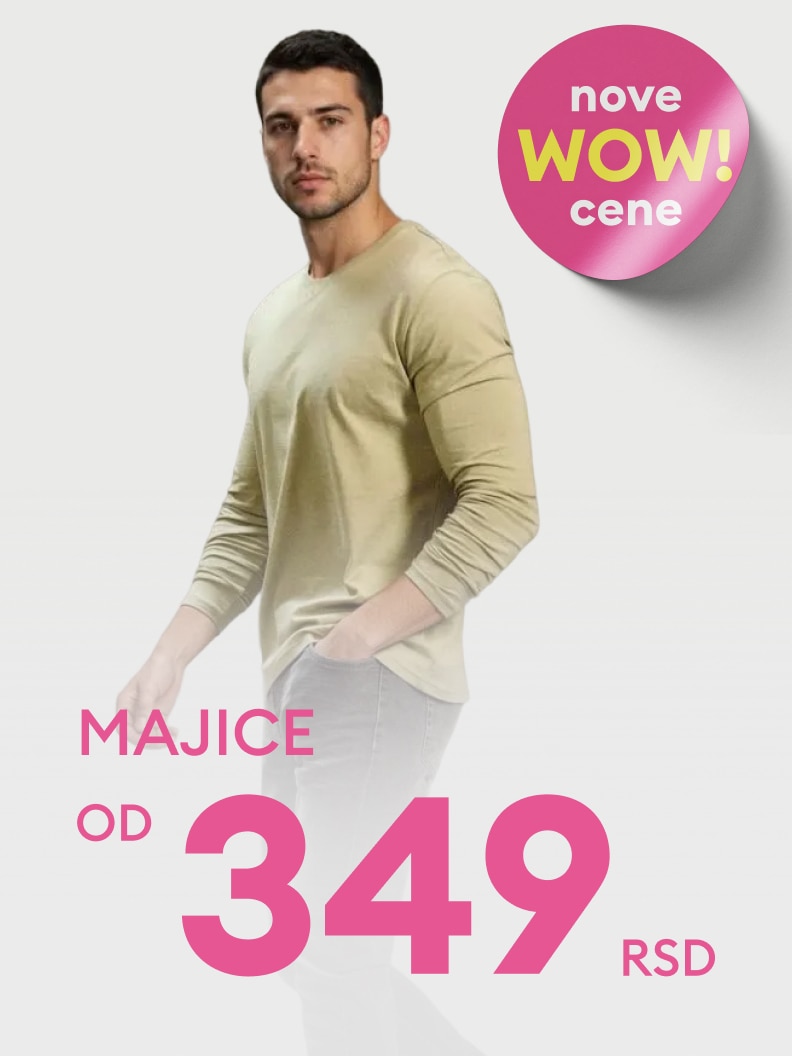 Majice dostupne po ceni već od 349 RSD. Iskoristite promotivne "WOW" cene i osvežite svoju garderobu modernim i pristupačnim komadima. Ponuda važi dok traju zalihe.