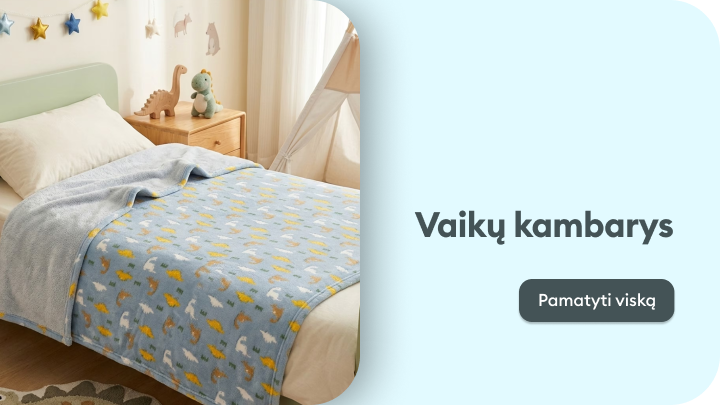 Vaikų kambario įkvėpimas ir dekoracijų pasiūlymas su žaislais ir baldais, skirtas peržiūrėti ir įsigyti vaikams pritaikytus interjero sprendimus.