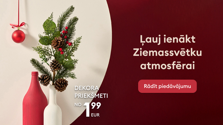 Dekoratīvie priekšmeti, lai radītu Ziemassvētku noskaņu. Cenas sākot no 1,99 eiro. Aicinām iepazīties ar piedāvājumu un ienest svētku atmosfēru savās mājās. Pogas 
