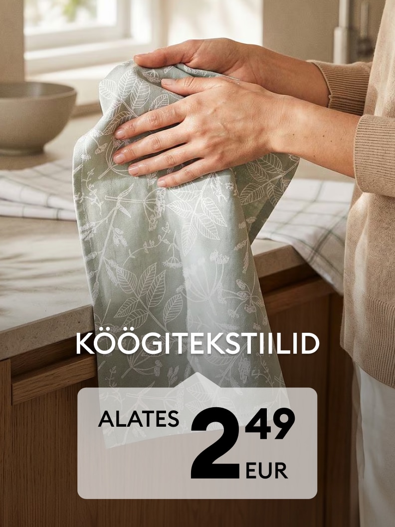 Köögitekstiilide pakkumine alates 2,49 eurost kodu igapäevaseks kasutamiseks