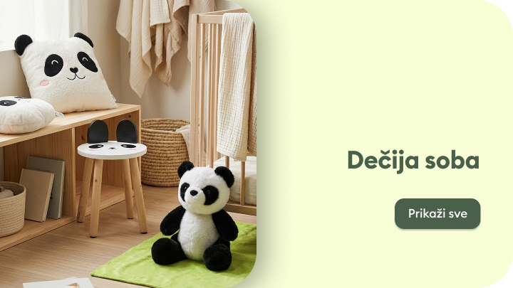 Ilustracija kategorije proizvoda za dečiju sobu, namenjena navigaciji ka ponudi nameštaja i dekoracije za decu.