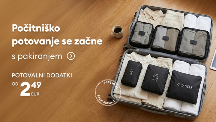 Potovalni dodatki za organizirano pakiranje kovčka in pripravo na počitniško potovanje po ugodni ceni v trgovini Sinsay