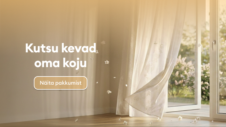 Kevadine turundusbänner, mis innustab tooma kevadist värskust koju ja suunab tutvuma koduhooaja pakkumistega.