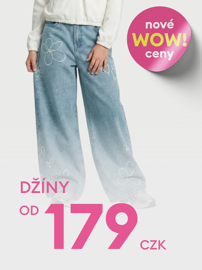 Propagace dámských džín s výhodnou akční cenou od 179 Kč.