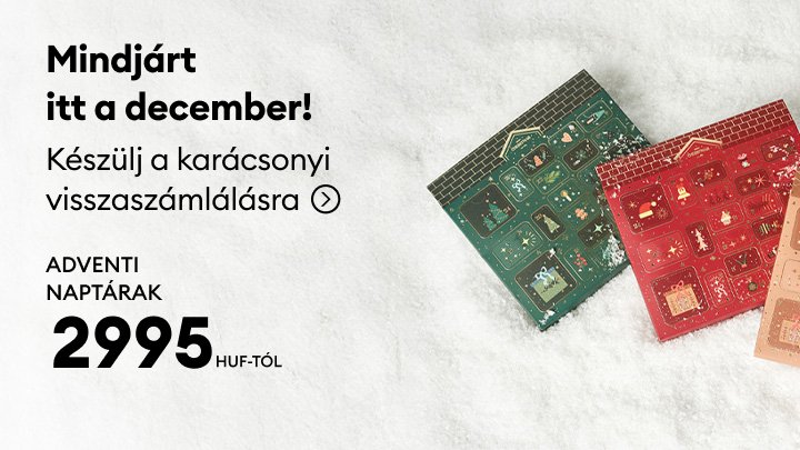 Adventi naptárak kaphatók 2995 forinttól. Készülj a karácsonyi visszaszámlálásra és tedd különlegessé az ünnepi időszakot! A képen három különböző adventi naptár látható, melyek a karácsony várakozását segítik izgalmas meglepetésekkel. banner