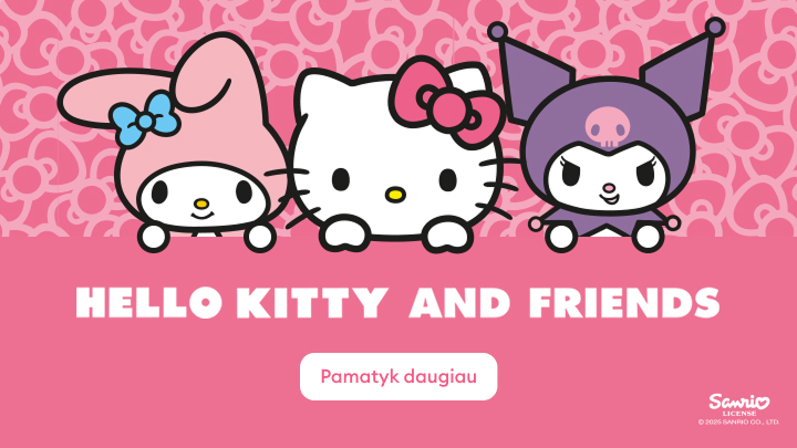 Hello Kitty ir draugai kviečia jus į draugišką pasaulį. Peržiūrėkite daugiau informacijos paspaudę ant nuorodos „Pamatyk daugiau“. banner