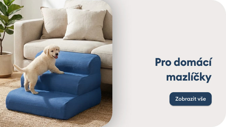 Ukázka pomůcky pro domácí mazlíčky, která umožňuje malému psovi bezpečně a samostatně vystoupat na pohovku.