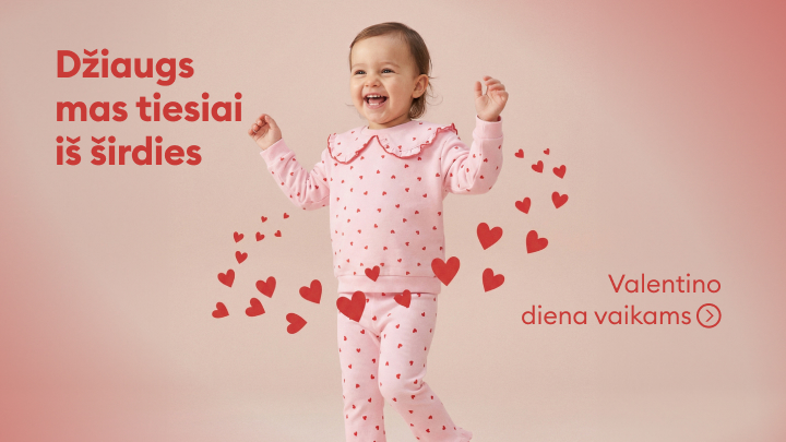 Vaikų Valentino dienos šventė su džiaugsmu iš širdies. Tekstai ir širdelės simbolizuoja meilę bei šilumą.