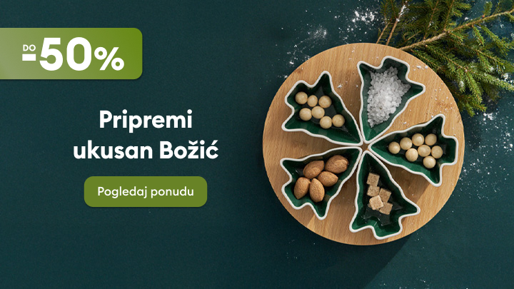 Pripremi ukusan Božić uz ove kreativne posude u obliku božićnog drvca, idealne za serviranje orašastih plodova, soli i šećera. Iskoristi popust do 50% i dodaj posebnu čaroliju svom prazničnom stolu. Pogledaj ponudu sada!