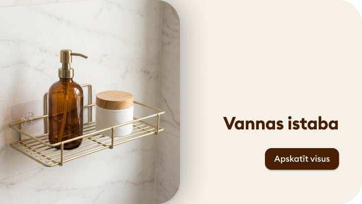 Navigācija uz vannas istabas preču kategoriju, uzsverot praktiskus piederumus un uzglabāšanas risinājumus ikdienas higiēnai.