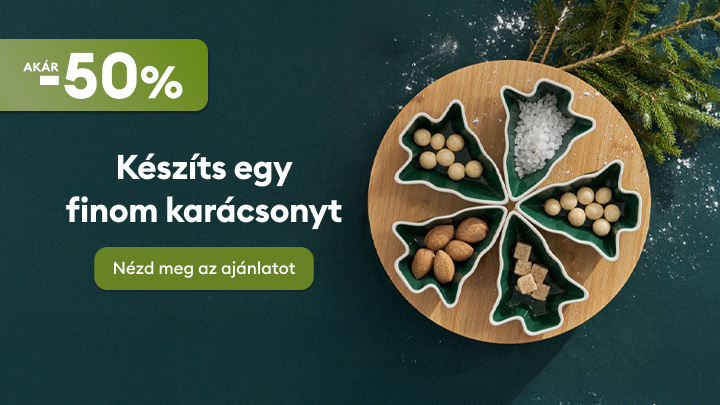 Akár 50% kedvezmény karácsonyi konyhai termékekre. Az ajánlatok között találhatók fűszerek és édességek is, amelyek tökéletesek az ünnepi sütéshez-főzéshez. Kattints, és nézd meg a részleteket!