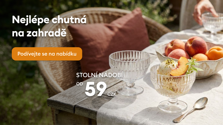Propagace nabídky stolního nádobí určeného pro pohodové stolování na zahradě, která má inspirovat k letnímu posezení a podpořit rozhodnutí k nákupu.