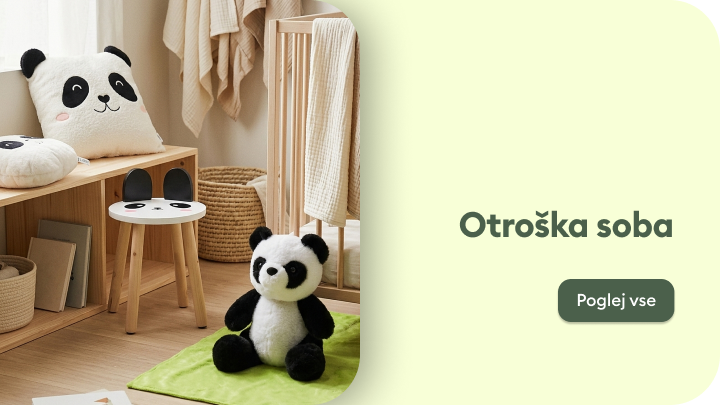 Navdih in ponudba izdelkov za opremo otroške sobe z igrivimi dodatki in praktičnim pohištvom za udobno in varno okolje otrok.