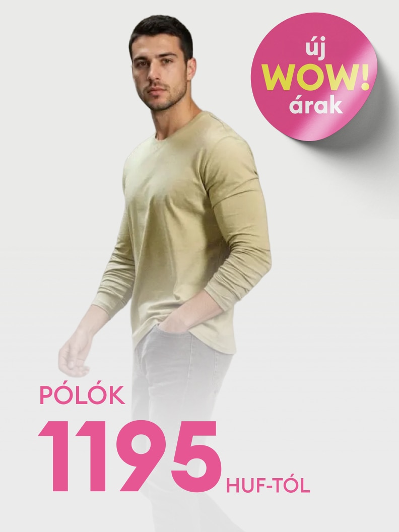 Új WOW árak! Férfi hosszú ujjú pólók már 1195 forinttól. Elegáns és kényelmes ruhadarabok mindennapi viselethez. Fedezd fel szuper ajánlatainkat, és frissítsd ruhatáradat kedvező áron!