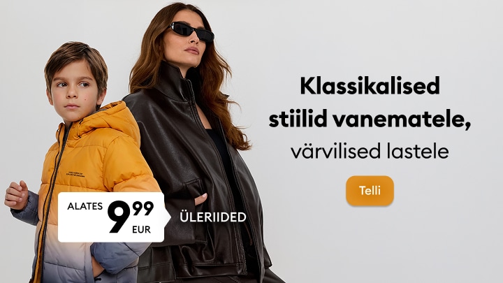 Pererõivaste kampaania klassikaliste stiilidega vanematele ja värviliste riietega lastele, üleriided alates 9,99 eurost
