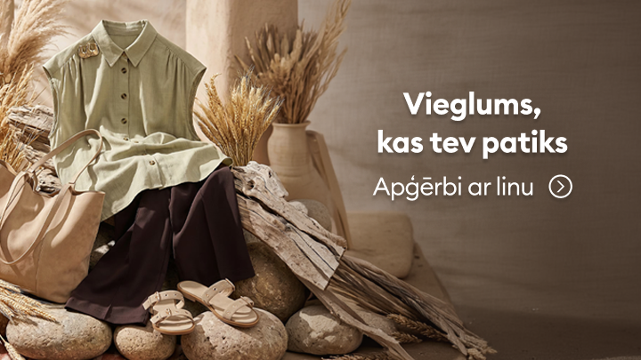 Reklāma viegliem lina apģērbiem ikdienai, uzsverot komfortu, dabiskumu un sezonālu stilu.