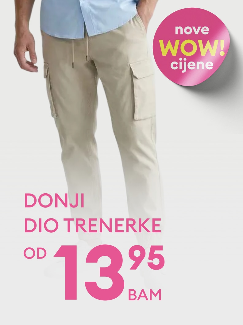 Donji dio trenerke dostupan po cijeni od 13,95 BAM. Ponuda sadrži nove WOW cijene, idealna prilika za povoljnu kupovinu.