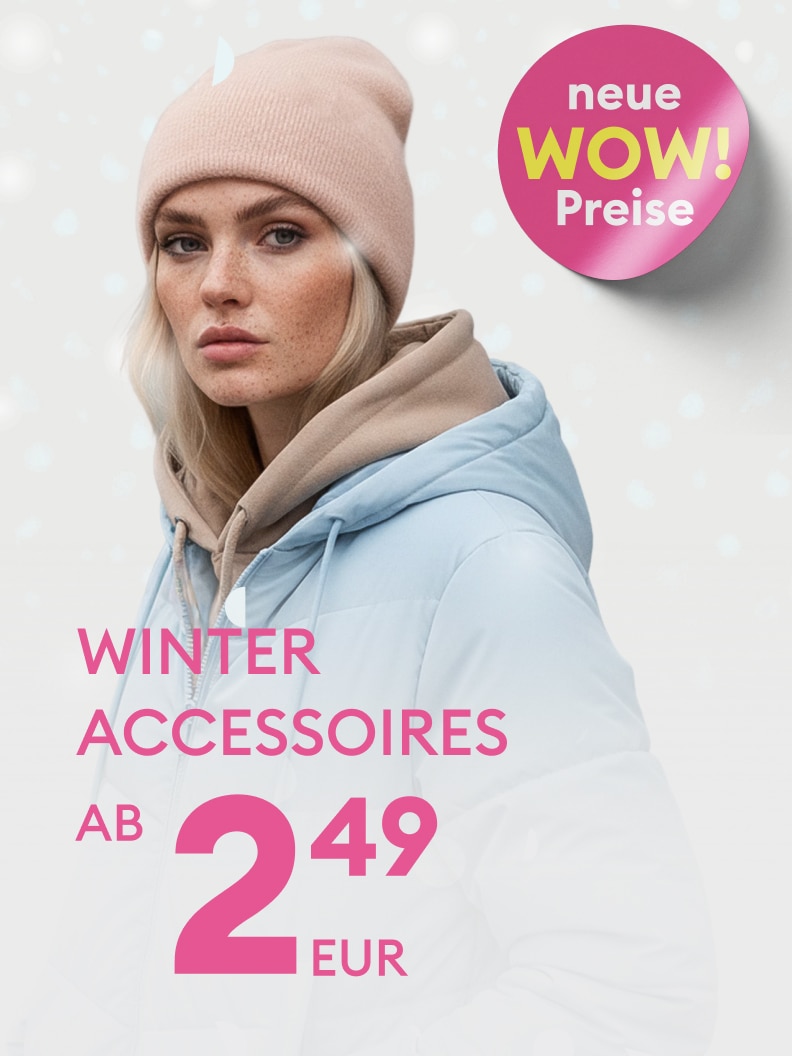 Winteraccessoires zu neuen WOW-Preisen erhältlich. Bereits ab 2,49 Euro können Sie praktische und stylische Accessoires für die kalte Jahreszeit erwerben. Perfekt, um warm zu bleiben und Ihren Winterlook zu vervollständigen. Jetzt entdecken und von günstigen Angeboten profitieren!